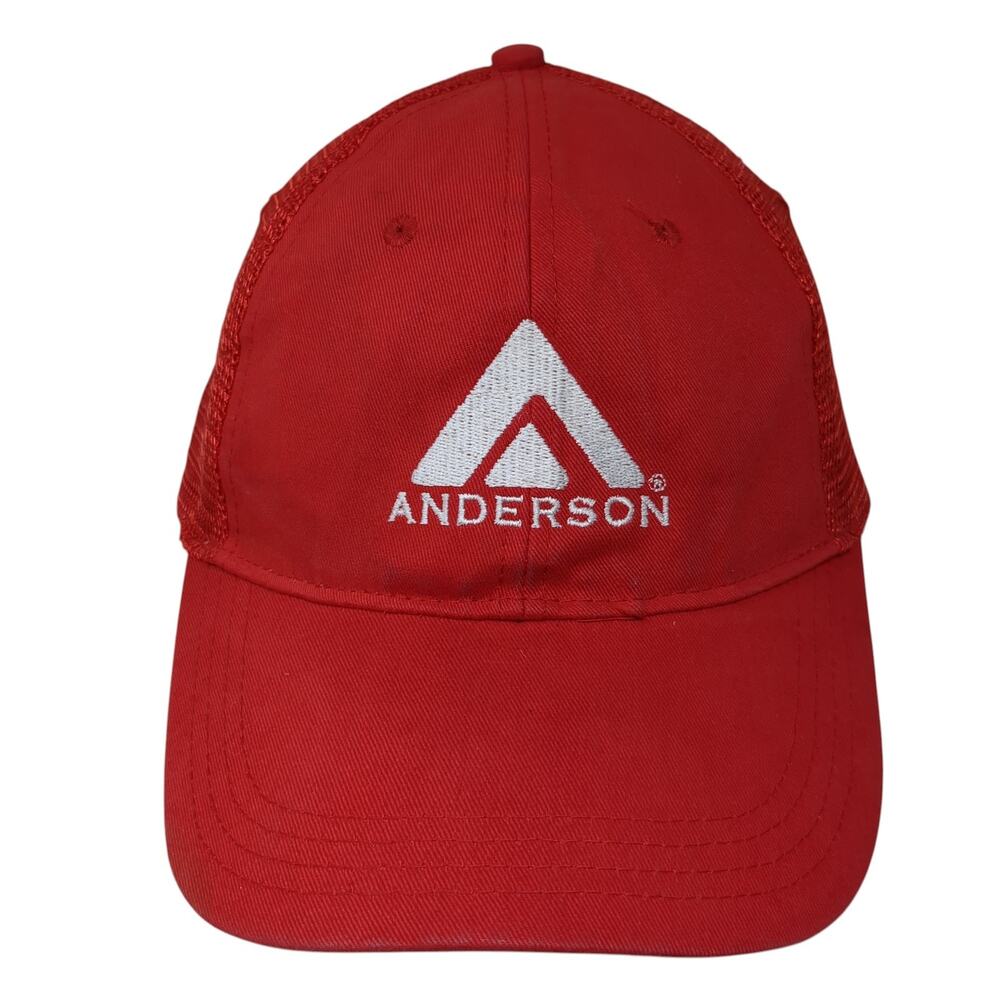 Anderson Strapback Mesh Back Trucker Hat Red One Size Embroidered